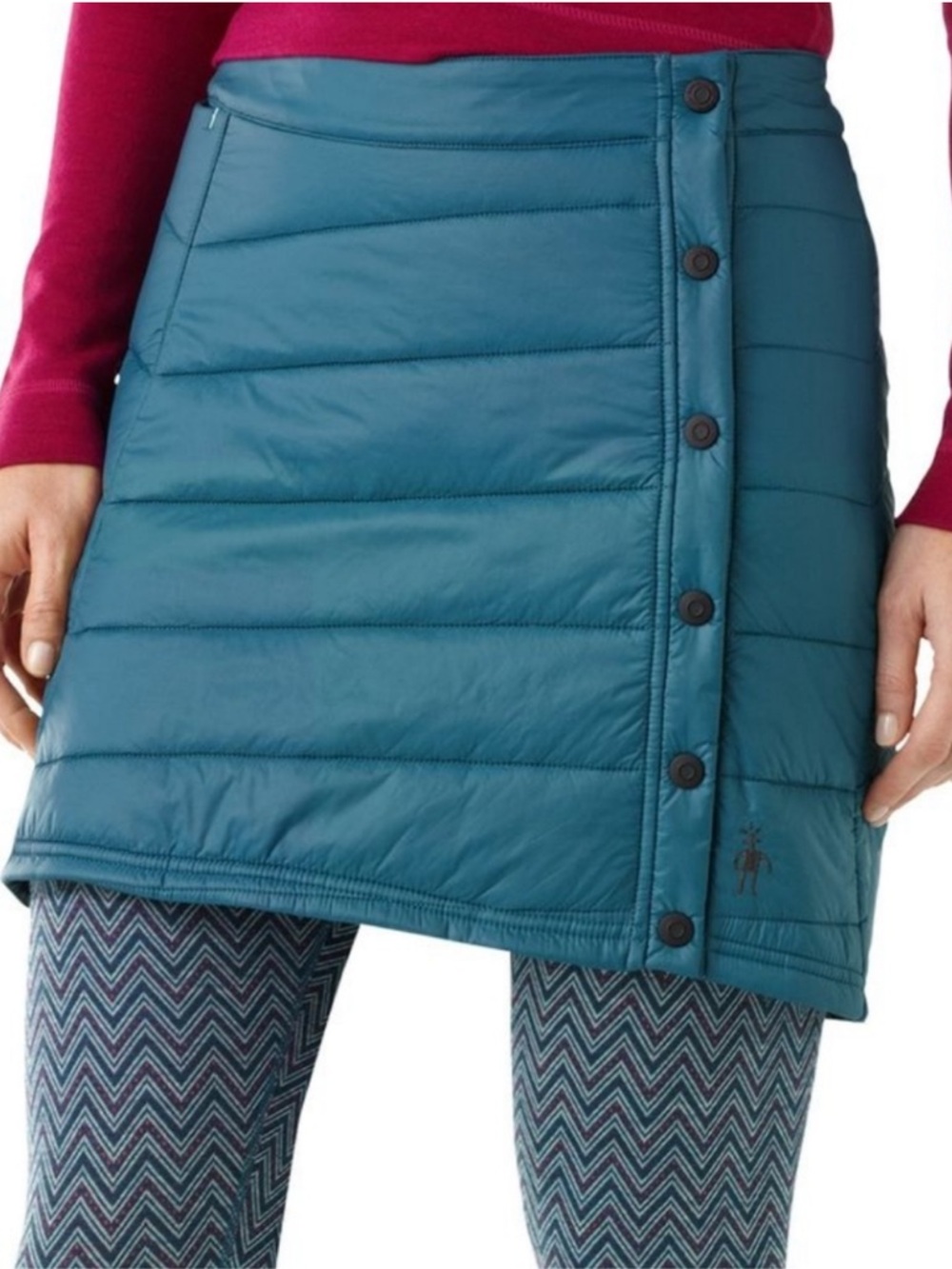 Smartwool PhD Teal Quilted Insulated Snap Front Puffer Skirt M